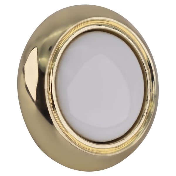 Brixwell 1in Dia Residential Mushroom Kitchen Cabinet Knob For Kitchen, Home Hardware White/Polished Brass BXB44267W3 - main