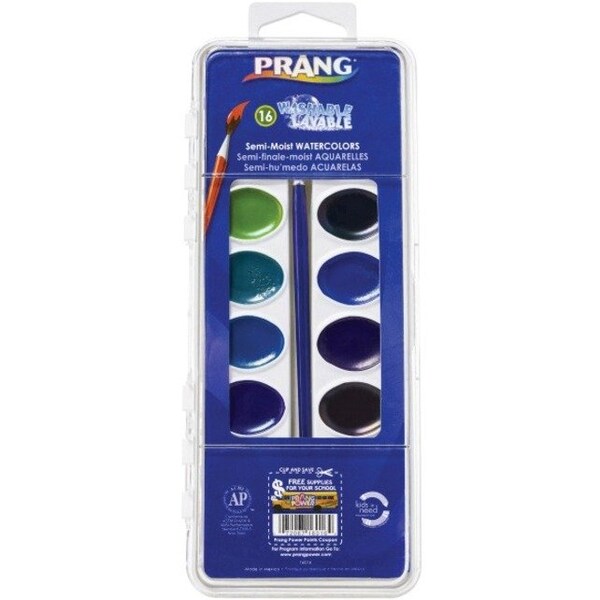 Prang Semi-Moist Washable Watercolor Set, 16 Colors, PK6 16016 - main