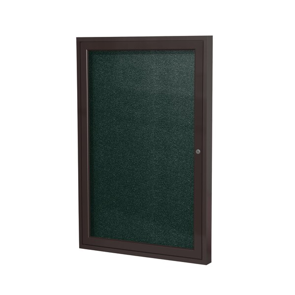 Ghent Indoor/Outdoor Enclosed Vinyl Bulletin Board, Bronze Aluminum Frame, 3'H x 2'W, 1 Door, Ebony PB13624VX-183 - main