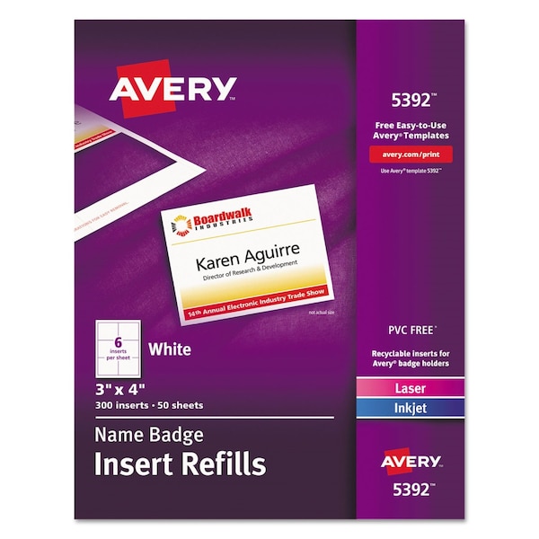 Avery Dennison Name Tag Refills, PK300 5392 - main
