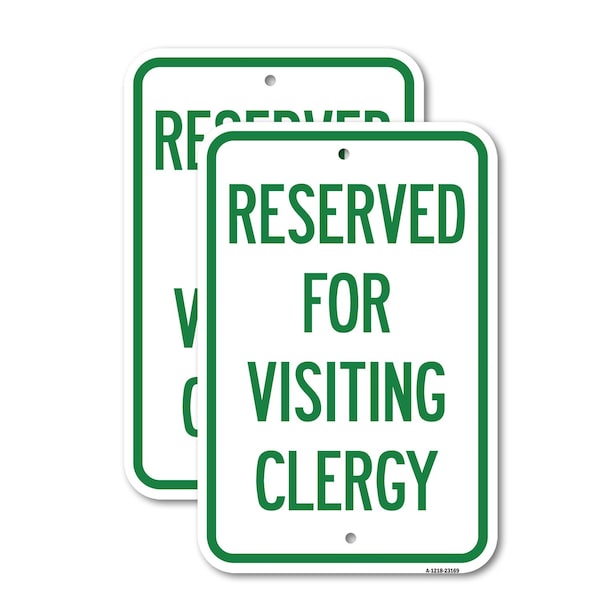 Signmission Reserved for Visiting Clergy, 18'' X 24'' 2 Signs, Heavy Gauge Aluminum, 2PK A-1824-2PACK-23169 - main