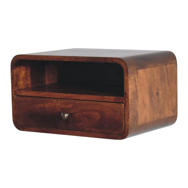 Homeroots 18" Chestnut Solid Wood One Drawer Floating Nightstand 722549 - main