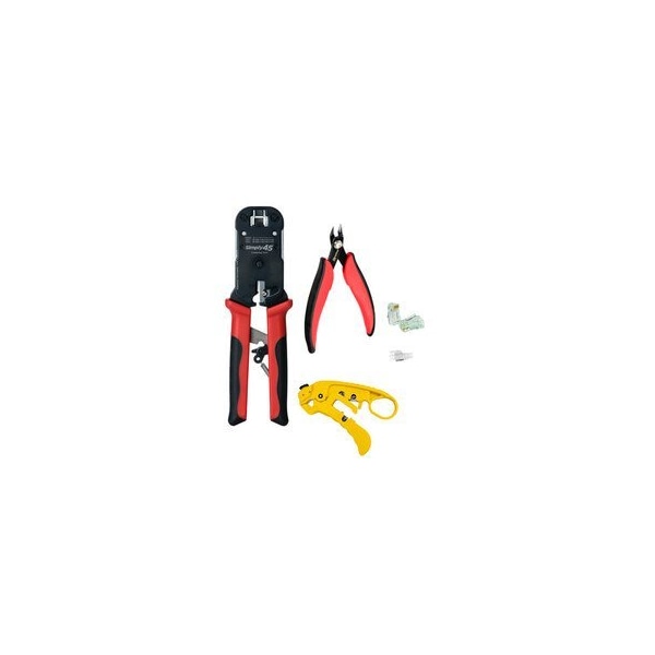 Cable Wholesale Pass Through Cat5e/6 UTP RJ45 Starter Kit, 1ea (S45-1600, S45-C100, S45-801, S45-S01YL, S45-B002) S45-PTK6U - main