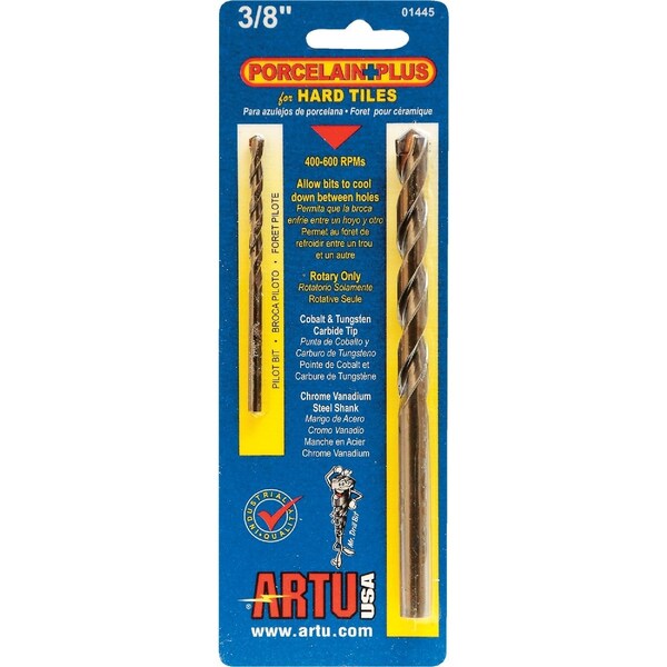 Artu 3/8'' x 5-5/16'' Cobalt and Tungsten Carbide Glass & Tile Drill Bit 1445 - main