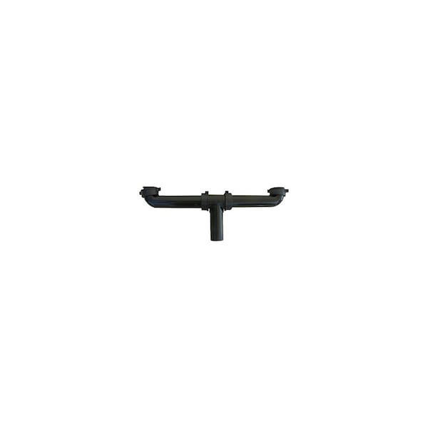 Larsen Supply Co. Drain Center Outlet Drain, 2 Bowl, Black Plastic, 1.5 x 16-In. 03-4207A - main