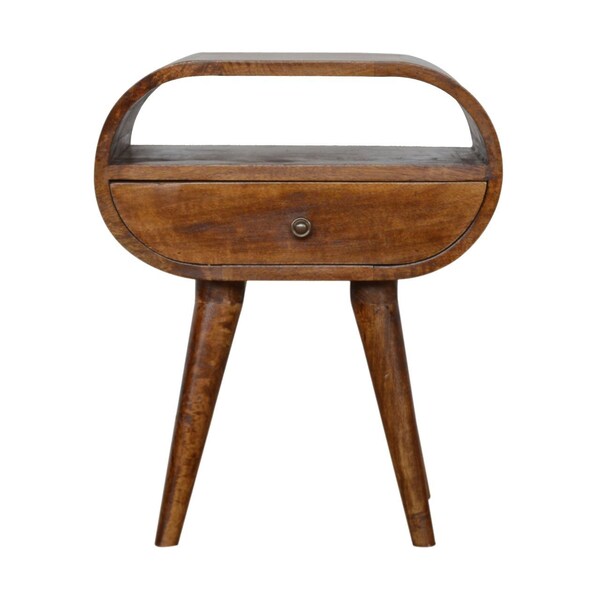 Homeroots 21" Brown Solid Wood Oval One Drawer Nightstand 651489 - main