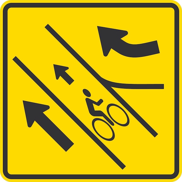 Lyle Bike Traffic Merging, 24x24, Diamond Grade, Yellow G-12483-DG_24x24 - main