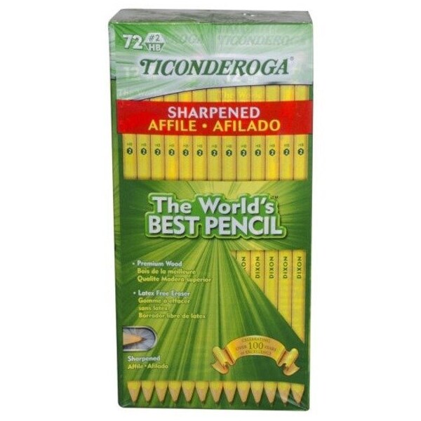 Ticonderoga Pre-Sharpened Pencil, HB (#2), Black Lead, Yellow Barrel, 72PK 13972 - main