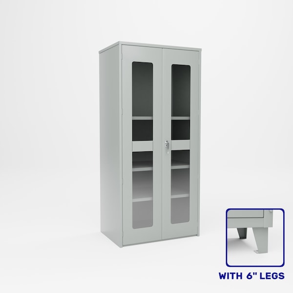 Pucel Heavy Duty Storage Cabinet with 6in Legs, 36in W x 84in H x 24in D, Plexiglass Doors, Light Blue HDSC-3678-24-4L-PLEX - main
