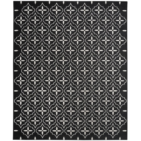 Homeroots 6' X 9' Black And Ivory Geometric Indoor Outdoor Area Rug 572904 - main