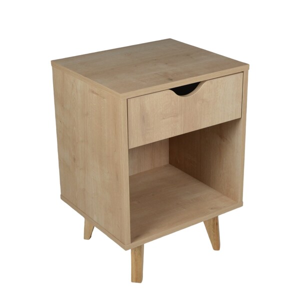 Homeroots 22" Natural Solid Manufactured Wood and Wood One Drawer Nightstand 489235 - main