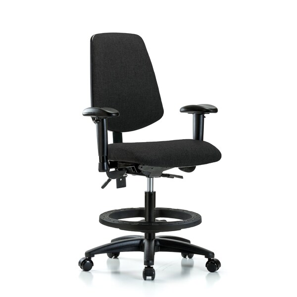 Blue Ridge Ergonomics Fab Med Bench Chair, Bk, BF, Cast, Blk, 6-Way Adjustable, 22" to 29" Height, Black BR-FMBCH-MB-RG-T1-A1-BF-RC-F42 - main