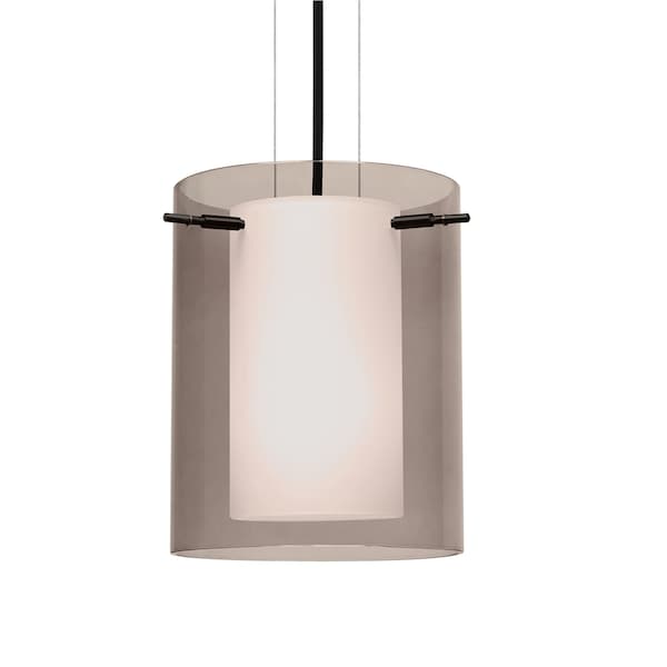 Besa Lighting Besa Pahu 8 Cable Pendant, Transparent Smoke/Opal, Black Finish, 1x 11W LED 1KG-S00607-LED-BK - main