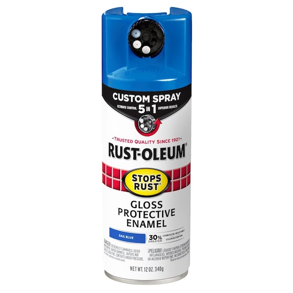 Rust-Oleum Rust Preventative Spray Paint, Sail Blue, Gloss, Solvent, 12 Oz 376896 - main
