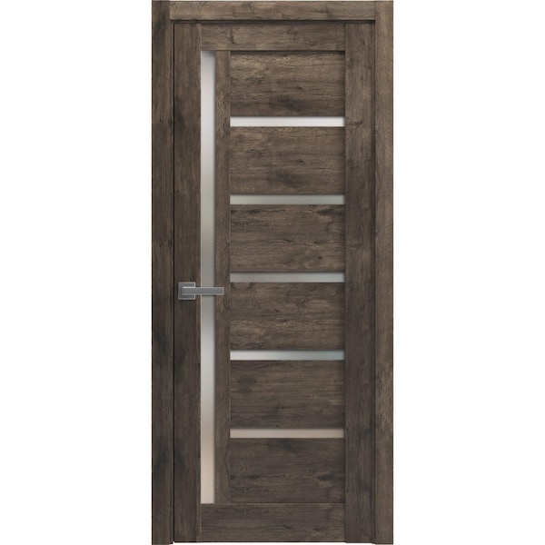 Sartodoors Solid French Door Frosted Glass Oak 36x80 Solid Core Modern Interior QUADRO4088ID-AKA-36 - main