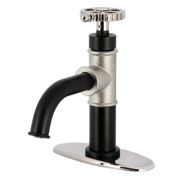 Kingston Brass One-Handle 1-Hole Bathroom Faucet with Deck Plate and Push Pop-Up Drain KSD2826CG - main