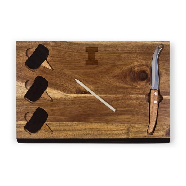 Picnic Time Family Of Brands NCAA Illinois Fighting Illini Delio Cheese Board and Knife Set - Charcuterie Board Set 833-00-512-213-0 - main