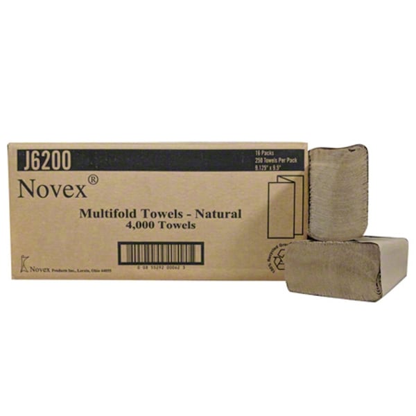 Novex Brown Multifold Paper Towel, 9.125 in x 9.5 in, 4000PK J6200 - main