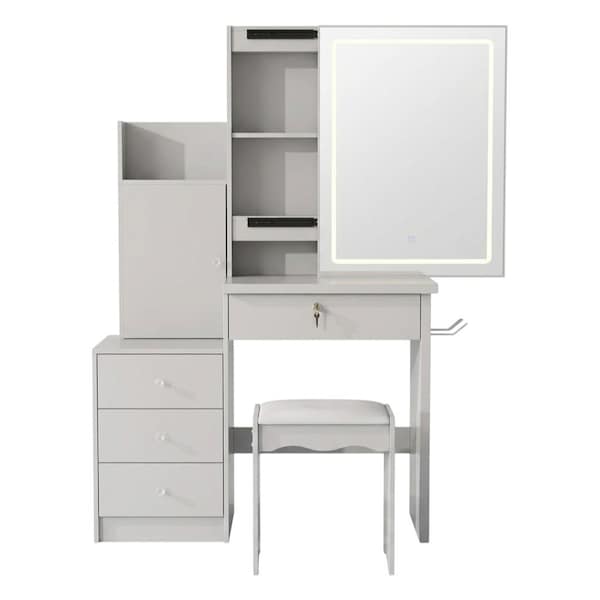 Homeroots 35" White Wood Lighted Four Drawer Dresser 714266 - main