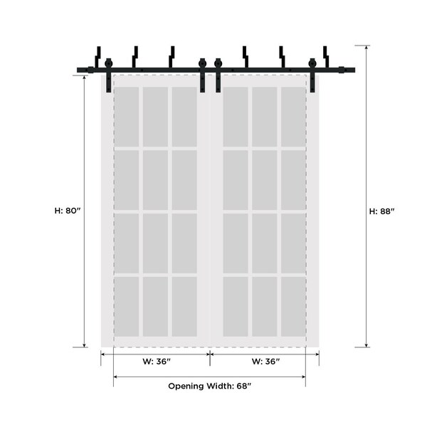 Sartodoors Barn Bypass Interior Door, 72" x 80", White QUADRO4055BBB-WS-72 - main