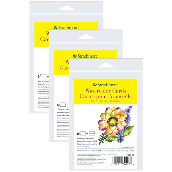 Strathmore 300 Series Watercolor Cards & Envelopes, Anniversary Size, 3.5x4.875 inch, 18PK P305-23 - main