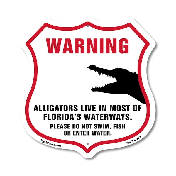 Signmission Alligator Warning Shield Sign Warning Al, 6 Inch X 6 Inch, Plastic Sign SHI-P-6-359 - main