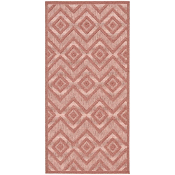 Homeroots 2' X 4' Coral And Orange Geometric Indoor Outdoor Area Rug 573846 - main