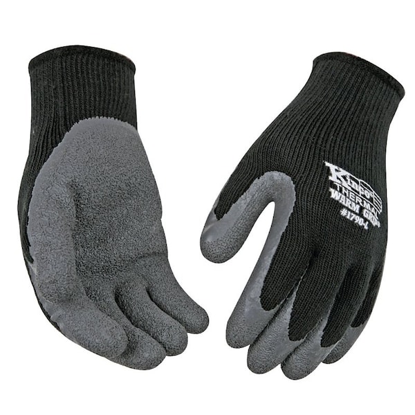 Warm Grip Protective Gloves, Men's, M, 11 in L, Wing Thumb, Knit Wrist Cuff, Acrylic, Black 1790-M - main