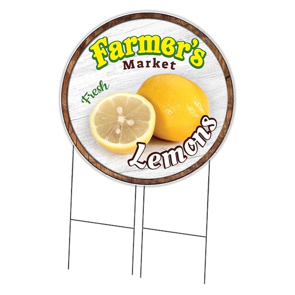 Signmission Farmers Market Lemons Double Sided Corrugated Plastic Circle Yard Sign, C-36-CIR-DS-WS-Lemons C-36-CIR-DS-WS-Lemons - main