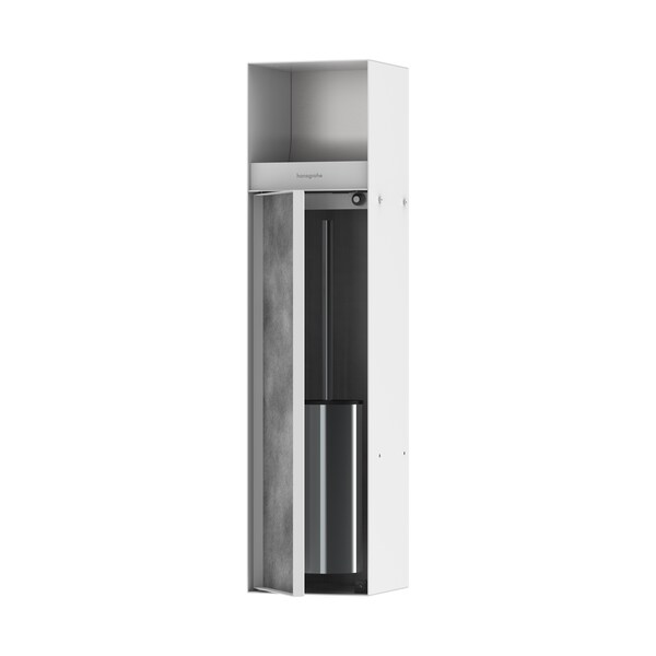 Hansgrohe XtraStoris Rock Recessed Toilet Brush Holder w/ Toilet Paper Holder & Tileable Door in Matte White 56062700 - main