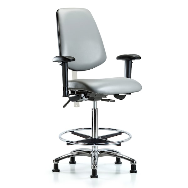 Blue Ridge Ergonomics Vinyl Clean Room Chair, Adjustable Arms BR-NCR-VHBCH-MB-CR-T1-A1-CF-RG-8840 - main
