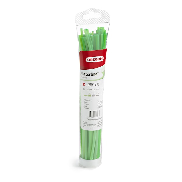 Oregon Gatorline Trimmer Line, 0.095in Square, Precut 8in Lengths, Tube of 50 Pcs 19-041B - main