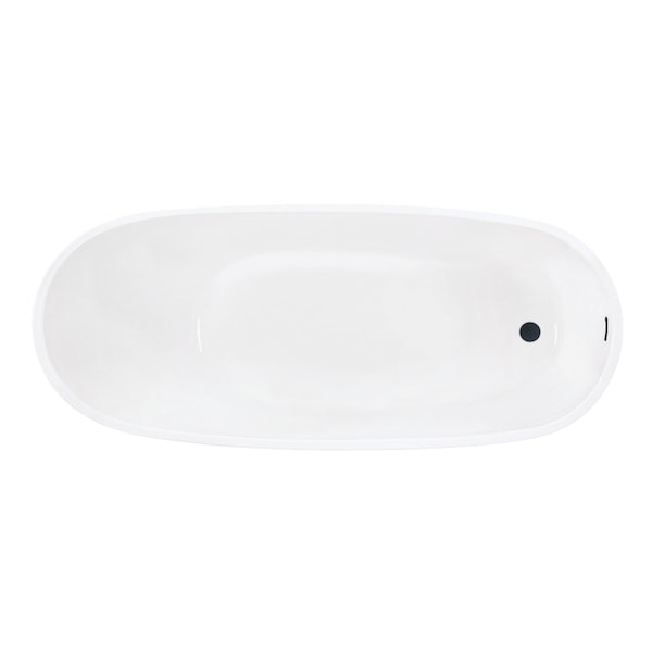 Kingston Brass 63" Acrylic Oval Single Slipper Freestanding Tub with Drain, Glossy White/Matte Black VTRS632927C310 - main