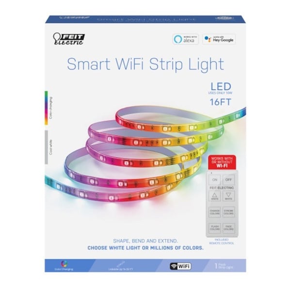 Feit Electric TAPE192/RGBW/AG Smart Wi-Fi Strip Light, 120/240 V, 10 W, Integrated LED Lamp, Multi-Color Light TAPE192/RGBW/AG/R - main