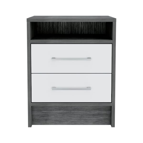 Homeroots 20" Gray Wood Two Drawer Nightstand 543666 - main