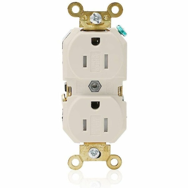 Leviton Straight Blade Receptacle, 5-15R, 15 A, 125V AC, Flush Mount, Self-Grounded 5262-SGT - main