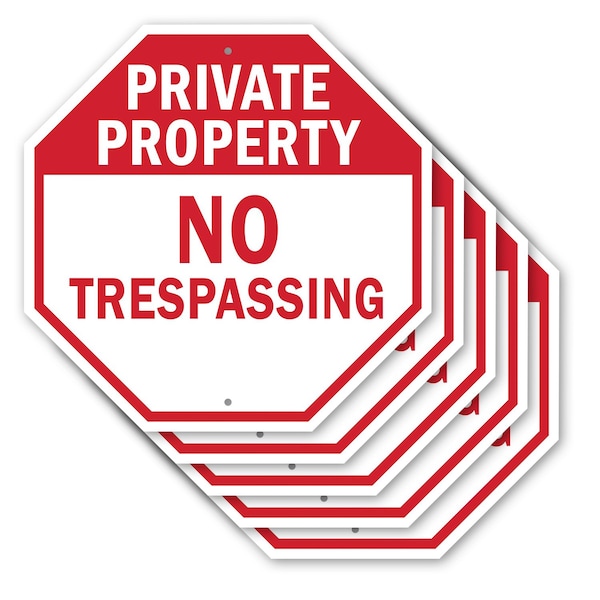 Signmission Private Property No Trespassing, 10 inch X 10 inch, Aluminum Metal Signs, 5PK OC-A-5Pack-10-142 - main