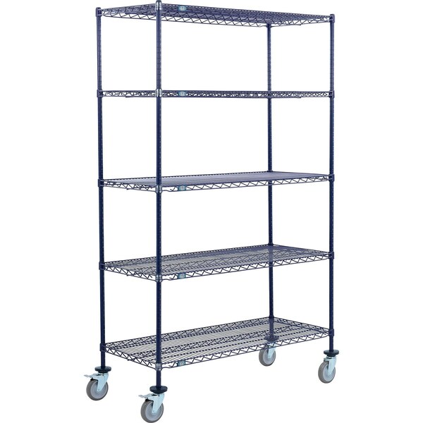 Global Industrial Nexel 5 Shelf Truck, Nexelon, 42"W x 14"D x 80"H, Polyurethane Swivel Casters, 2 Brake B3158342 - main
