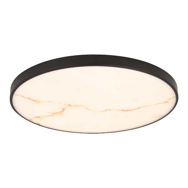 Vaxcel Aurelia 16-in Matte Black Contemporary Round LED Flush Mount Ceiling Light Alabaster Shade C0356 - main