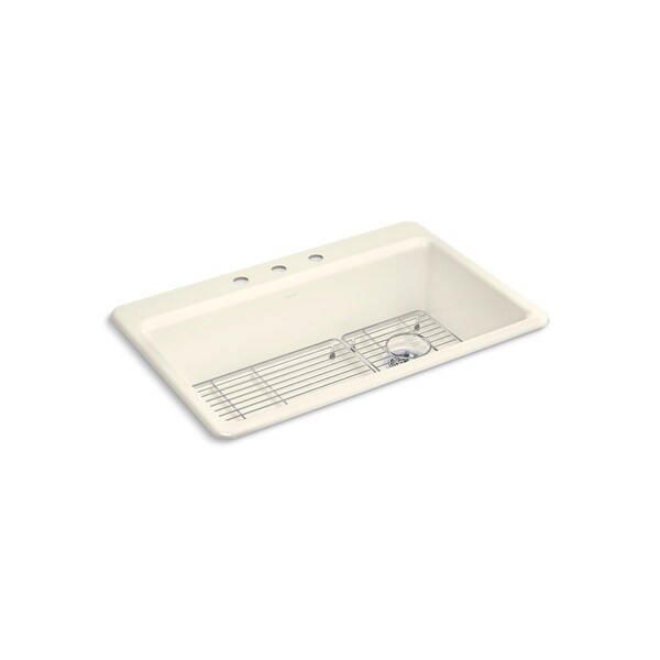 Kohler Riverby 33 3-Hole top-mount single-bowl kitchen sink in Biscuit 5871-3A1-96 - main