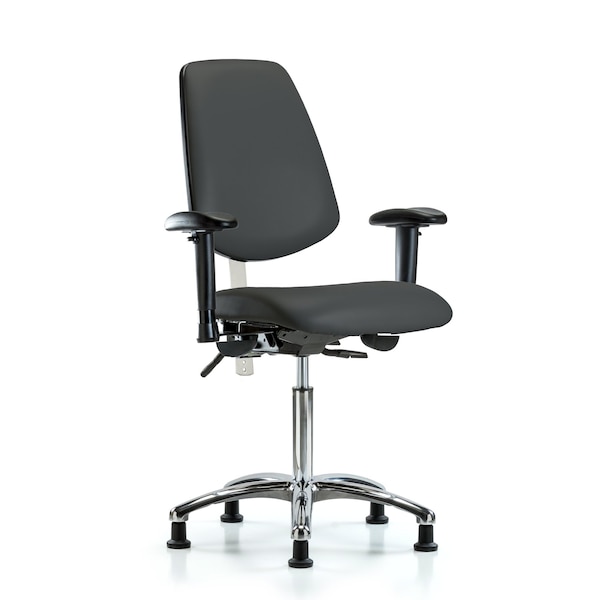 Blue Ridge Ergonomics Clean Room Chair Vin Med Ben Chair, Med, Bk, Gry, CL100, Adjustable Arms, 22" to 29" Height, Vinyl BR-NCR-VMBCH-MB-CR-T0-A1-NF-RG-8605 - main