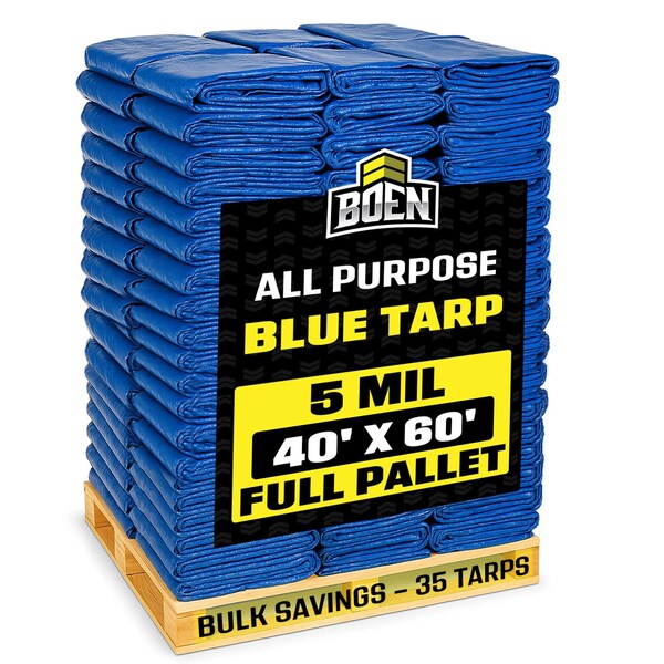 Boen Boen 40ft x 60ft Blue Poly Tarps, PK 35 ZR-BT-4060-PL - main
