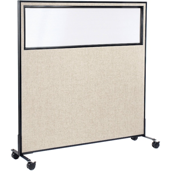 Global Industrial Interion Mobile Office Partition Panel with Partial Window, 60-1/4"W x 63"H, Tan 694986MTN - main