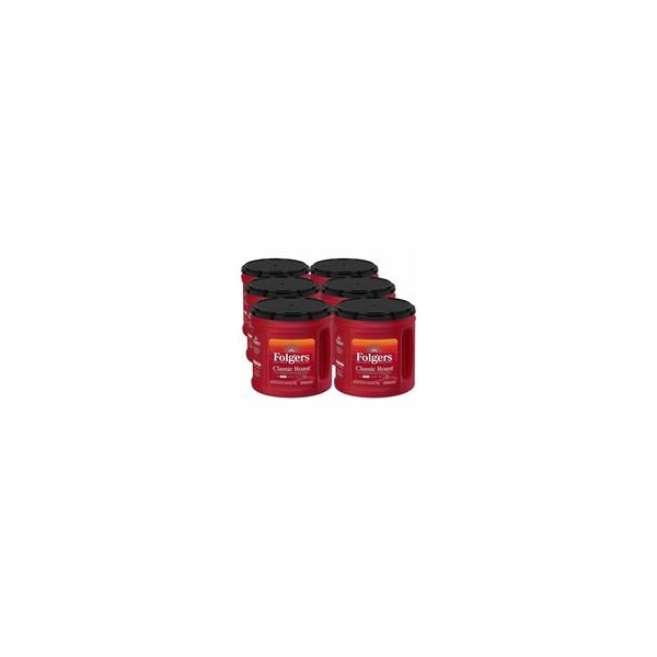 Folgers Ground Classic Roast Coffee, Medium, 25.9 oz Per Canister, Ground, Classic Roast, 6PK 30407 - main