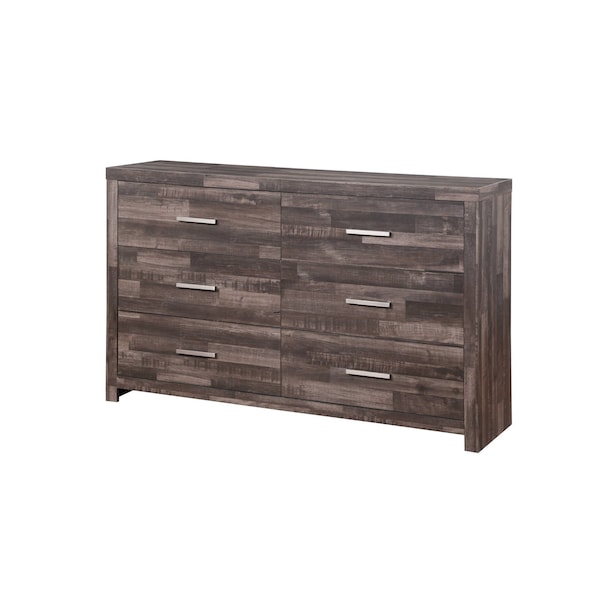 Homeroots 60" Dark Brown Solid and Manufactured Wood Six Drawer Double Dresser 485998 - main