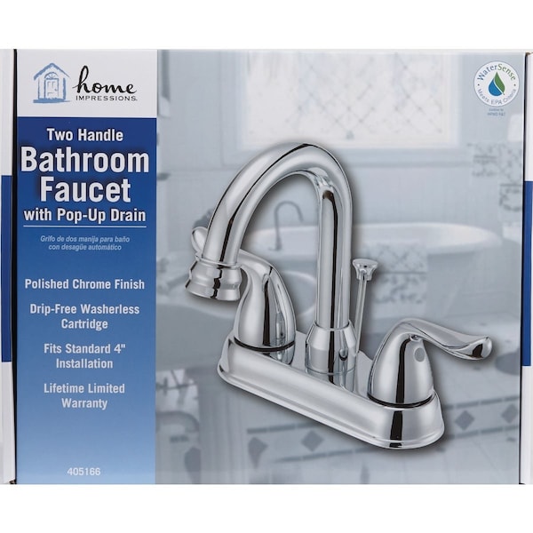 Home Impressions Chrome 2-Handle Lever 4'' Centerset Bathroom Faucet with Pop-Up F5111100CP-JPA1 - main