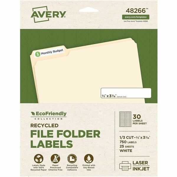Avery EcoFriendly Recycled File Folder, PK750 48266 - main