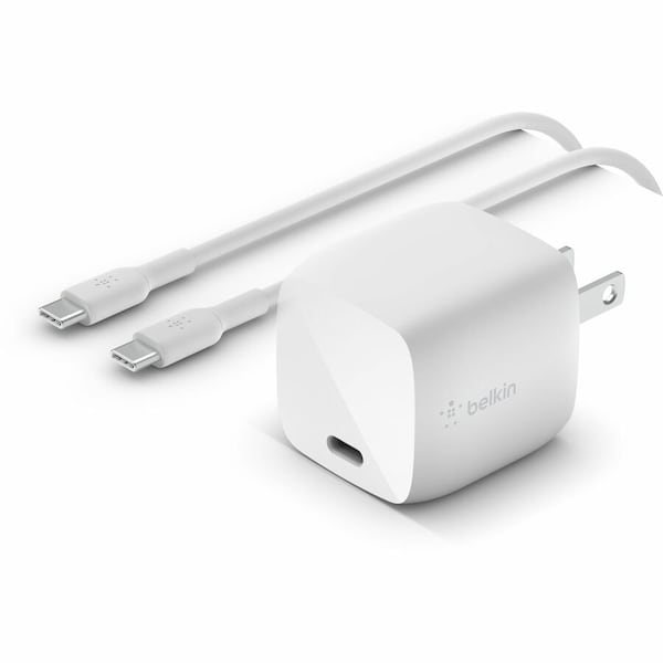 Belkin 30W USB-C GaN Wall Charger + 3.3ft 24 pin USB-C Cable - White - 3.30 ft Cable - White WCH001DQ1MWH-B6 - main