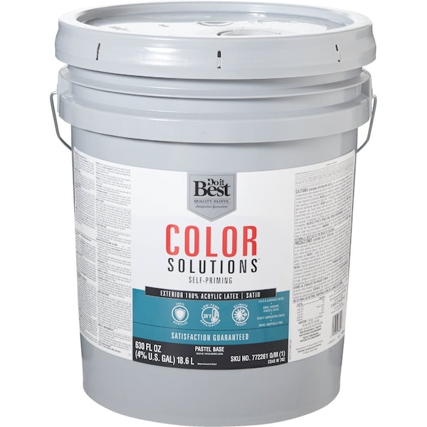 Do It Best Color Solutions 100% Acrylic Latex Self-Priming Satin Exterior House Paint Pastel Base 5 Gal. CS43W0702-20 - main