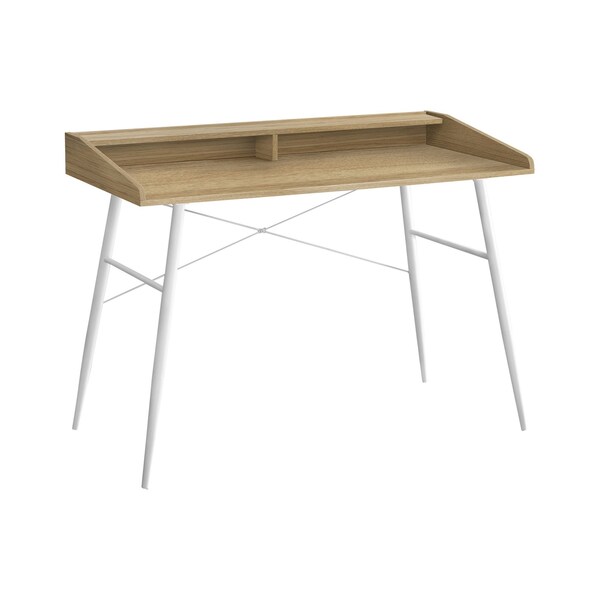 Homeroots 47" Natural and White Wood and Metal Parsons Computer Desk 489860 - main